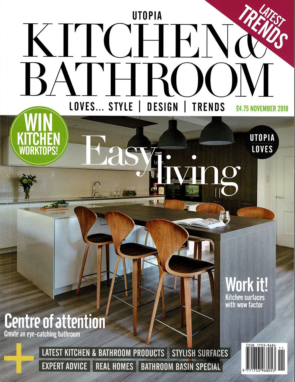 Snug Kitchens on front page of Utopia Kitchen & Bathroom Magazine