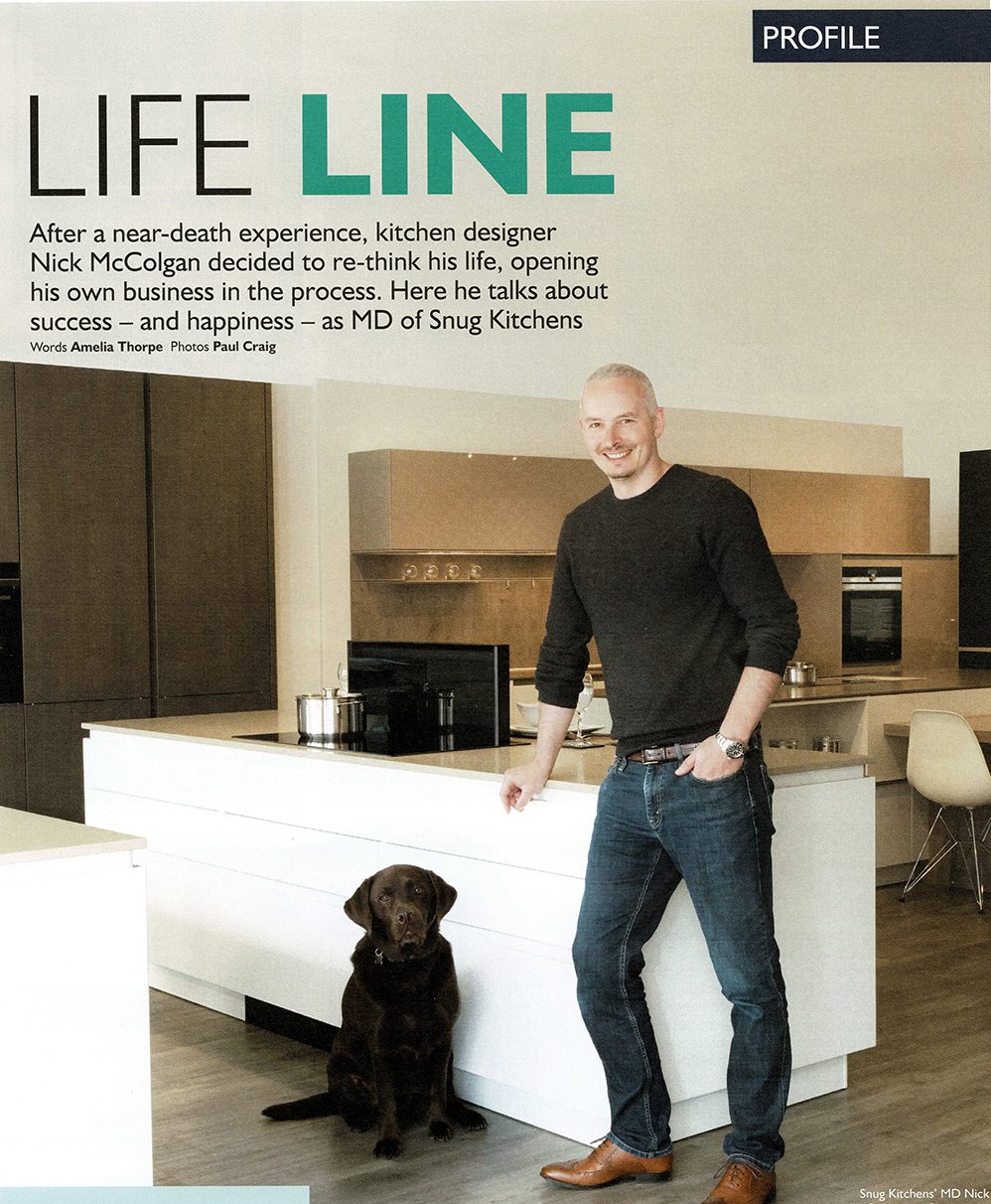 Front cover of kitchen magazine featuring skipper the dog and Nick McColgan